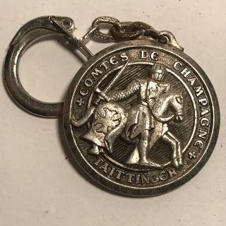 Comtes De Champagne Taittinger Metal Keychain With Knight On Horse
