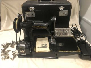 Vintage Centennial Black Singer Featherweight 221 Sewing Machine 1951