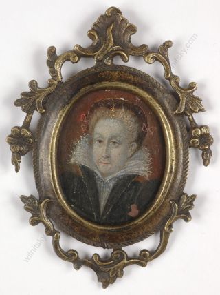 " Portrait Of A Lady ",  Dutch Oil On Copper Miniature,  Early 17th Century