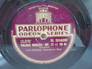 Parlophone R 20429 - Lili Kraus Piano Schubert Valses Nobles 78 Rpm Lp Ex,