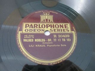 PARLOPHONE R 20429 - LILI KRAUS Piano SCHUBERT Valses Nobles 78 RPM LP EX, 2