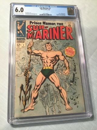 The Sub - Mariner 1 Comic Book Cgc 6.  0 Marvel 1968 Origin Issue Classic Cover