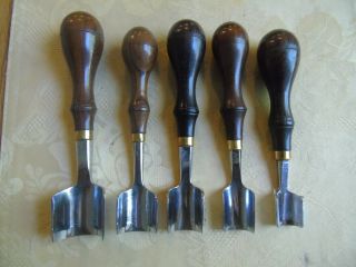 Vintage Leather Tools,  C S Osborne Wood Handled Strap End Punches