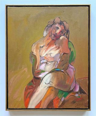 Jan Stussy - La Modernist Figural Painting - Seated Female Nude