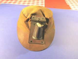 Vintage Miners Canvas Hat With Leather Peak And With Oil Wick