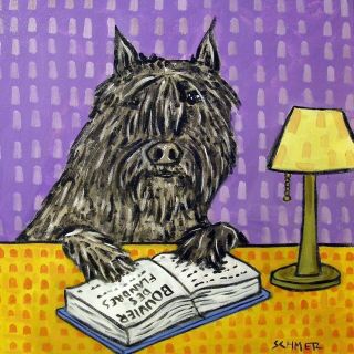Bouvier Des Flandres Reading Coaster Dog Art Tile Gift