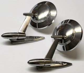 Vintage Round Chrome Mirrors,  International Harvester Scout,  Matching Pair 1950s