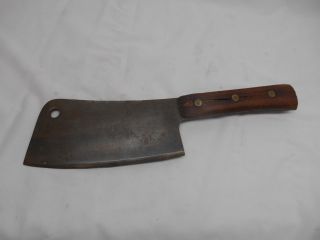 Antique F.  Dick Meat Cleaver No.  84 Germany Arrow Pointing In Wood Handle Old