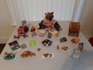 Vintage Raccoon Figurines,  Doll,  Fenton Glass,  Music Box,  Christmas Ornament