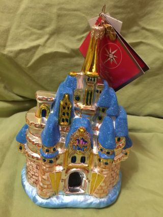 Christopher Radko Cinderella Castle Disney Christmas Ornament W Box/ Hang Tag