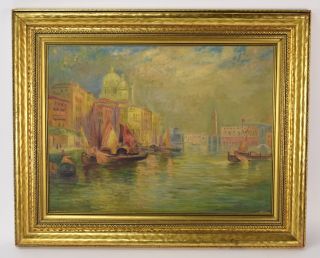 Reserved For Kelly 1930’s Venice Oil Painting Santa Maria Della Salute Domes