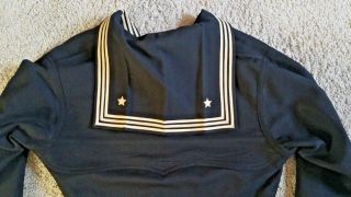 Vtg Wwii - Era Us Navy Wool Jumper Pullover Shirt Uniform Embroidery Inside Sz 36