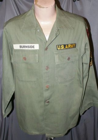 Post Korean War Us Army M1947 Hbt Herringbone Twill Shirt Jacket W 28th Division