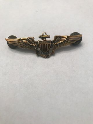 Vintage Navy Marine Pilot Wings Pin Balfour 10k Gf Gold Filled 1/20 1 - B