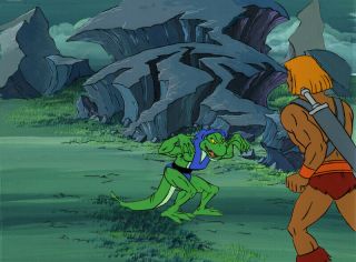 He - Man/she - Ra Masters Of The Universe Animation Art He - Man And Lizard Man Cel