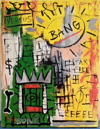 Great Painting By Jean - Michel Basquiat 1982 Acrylic On Canvas