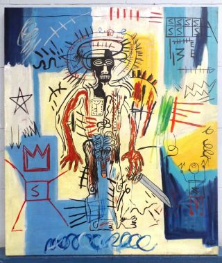 Great Jean - Michel Basquiat 1982 Acrylic On Canvas Untitled Large 44 X 38 In