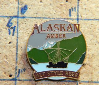 Alaskan Amber Alt Style Beer Goldtone 1 " Metal Lapel Pin