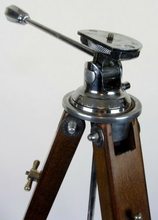Vintage PANRITE Wooden Wood Camera Tripod w Universal Head & Stylish 3