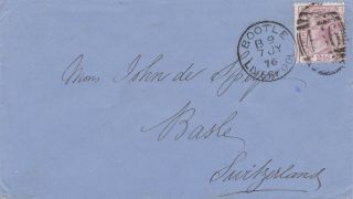 1876 Qv Bootle Liverpool Cover With A 2½d Rosy Mauve Stamp Sent To Switzeland