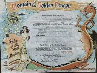 Us Navy Domain Of The Golden Dragon Ruler Of The 180th Meridian 1954 Mermaids