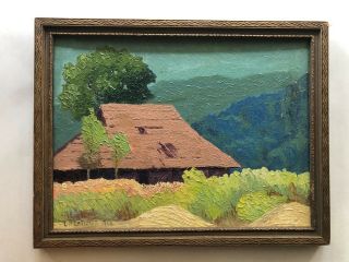 Painting By Lorenzo Palmer Latimer Early Californi Artist Ranch House Landscape