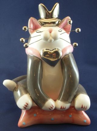 Annaco Creations Retired Whimsiclay Large Cat Prince Nicholas By Lacombe 28331