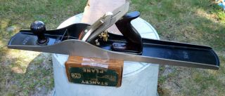 Vintage Stanley Bailey No.  8c Jointer Wood Plane,  Corrugated,  Usa,  Orig.  Box,  Old Tool