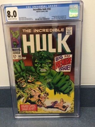 The Incredible Hulk 102 (apr 1968,  Marvel) Cgc 8.  0.  I Am The Owner