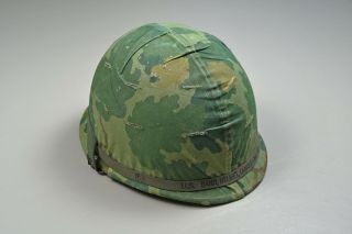 Vietnam War M1 Steel Helmet W/mitchell Camo Cover - Dated 1968
