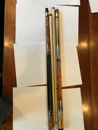 Lucasi Vintage Custom Pool Cues,  Leather Case,  Cue Ball.  Extra Tools,
