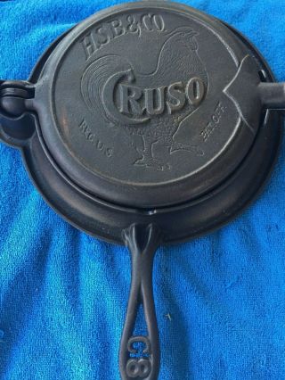 Vintage Cruso 8 Cast Iron Waffle Iron Low Base,  H.  S.  B.  & Co.