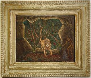 Listed Artist Victor Joseph Gatto (1893 - 1965) Signed Oil On Canvas Jungle Scene