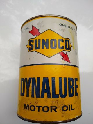 Vintage 1967 One Quart Cardboard Sunoco Dynalube Motor Oil Can