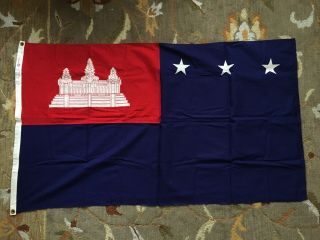 Vietnam War Cambodia Khmer Republic Flag From Newark Museum 3x5ft