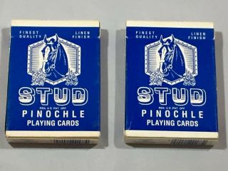 Vintage Stud Pinochle Playing Cards (2 Decks) - Pre - Owned