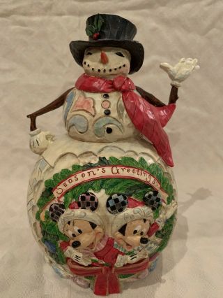 Disney Traditions Jim Shore Christmas Snowman With Mickey And Minnie
