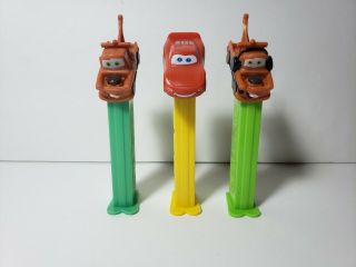 3 Piece Disney Pixar Cars Pez Candy Dispenser Mater Lightening Mcqueen