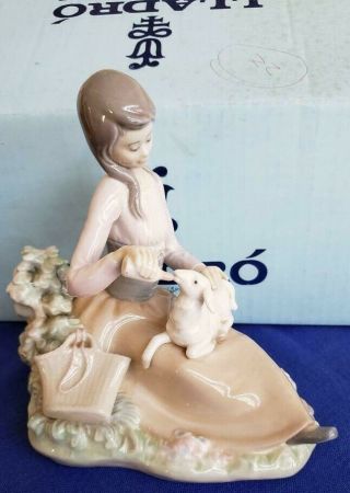 Lladro Little Girl And Lamb Sitting Detailed Figurine 7 " High X 6.  5: Wide,  With