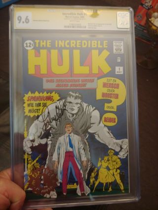The Incredible Hulk 1 Cgc Ss 9.  6 German Edition Signed By Lou Ferrigno 1st Hulk