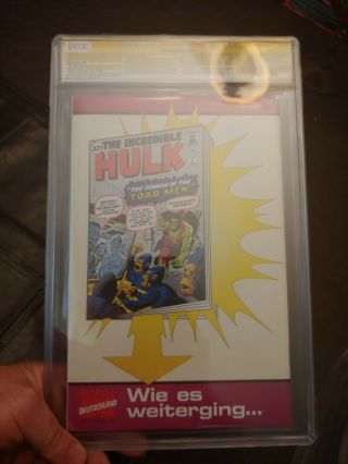 The incredible hulk 1 CGC SS 9.  6 German Edition signed by Lou Ferrigno 1st Hulk 3