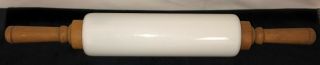 Imperial Opalite White Glass Rolling Pin W/wooden Handles