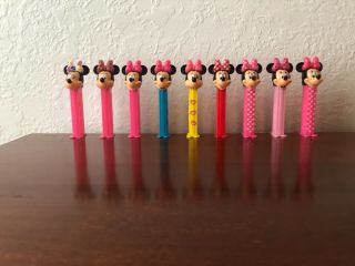 Pez Minnie Mouse Dispensers.  Set Of 9.  Loose.