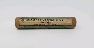 Vintage Smallpox Vaccine Tube - Empty - Eli Lilly & Co - 1966