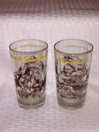 (2) Vintage Davy Crockett Drinking Glasses.  Washington And Forest.  Perfect Cond