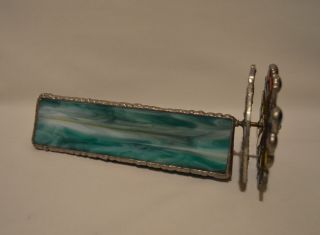 Vintage Stained Slag Glass Kaleidoscope With Double Wheels