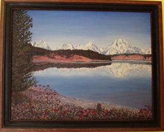 Framed Oil Painting On Canvas Landscape,  Winter,  1973,  Signed Rowe