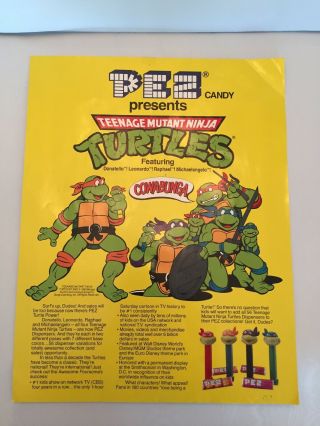 Pez Teenage Mutant Ninja Turtles Advertisement Sheet 1993