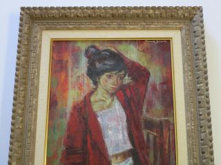 PIERRE DINER PAINTING SIGNED FRENCH SCHOOL OF PARIS PORTRAIT YOUNG WOMAN MODEL 3