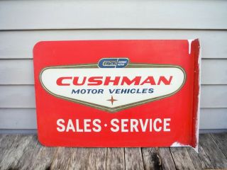 Vintage Cushman Motor Vehicle Motor Scooter Sales And Service Flange Dealer Sign